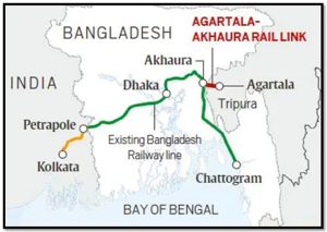 Photo of a rail link connecting Akhaura, Bangladesh, to Agartala, Tripura, India