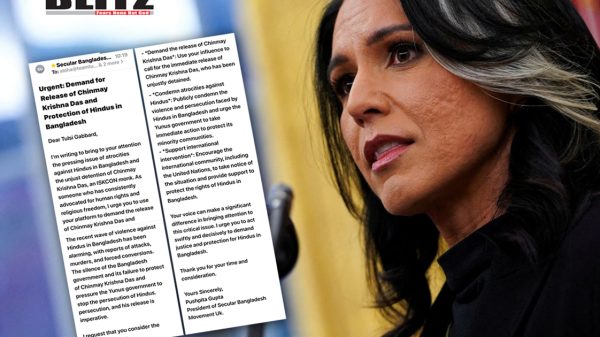 Tulsi Gabbard, Hindus in Bangladesh, ISKCON monk, UK-based rights group