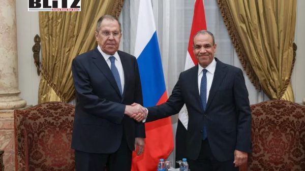 Russian Foreign Minister Sergey Lavrov and his Egyptian counterpart Badr Abdelatty