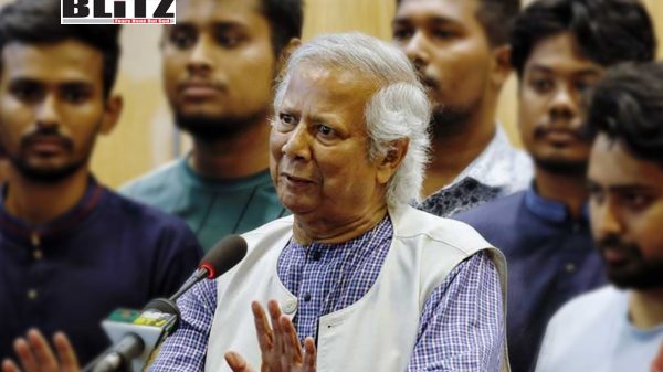 Muhammad Yunus seen with the leaders of students