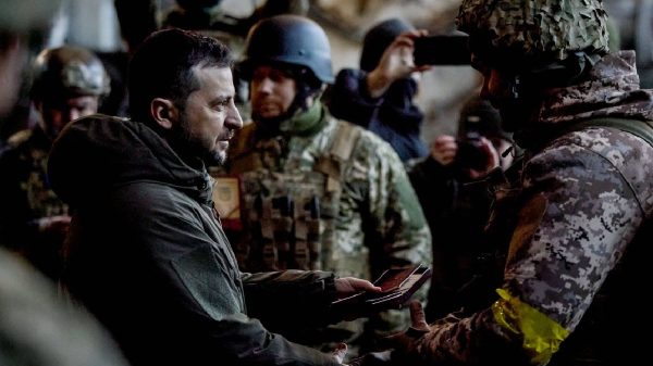 Vladimir Zelensky with Ukrainian military